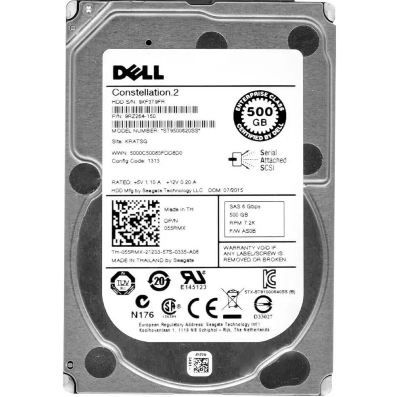 HD sas Dell 500GB 7.2k 2.5 055RMX 55RMX ST9500620SS 6Gbps