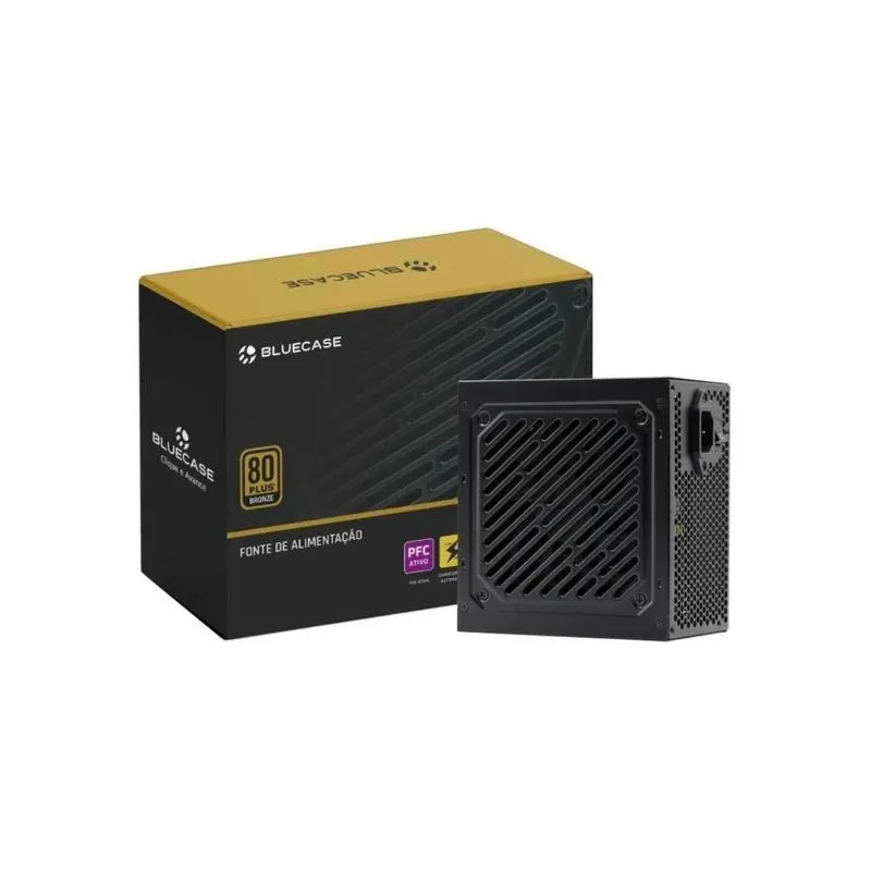 Fonte ATX Bluecase 500W 80 Plus Bronze PFC Ativo Com Cabo BLU500R-B