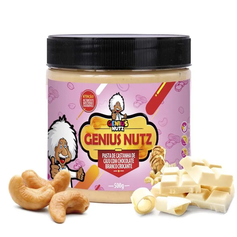Pasta De Castanha De Caju Com Chocolate Branco Crocante 200g