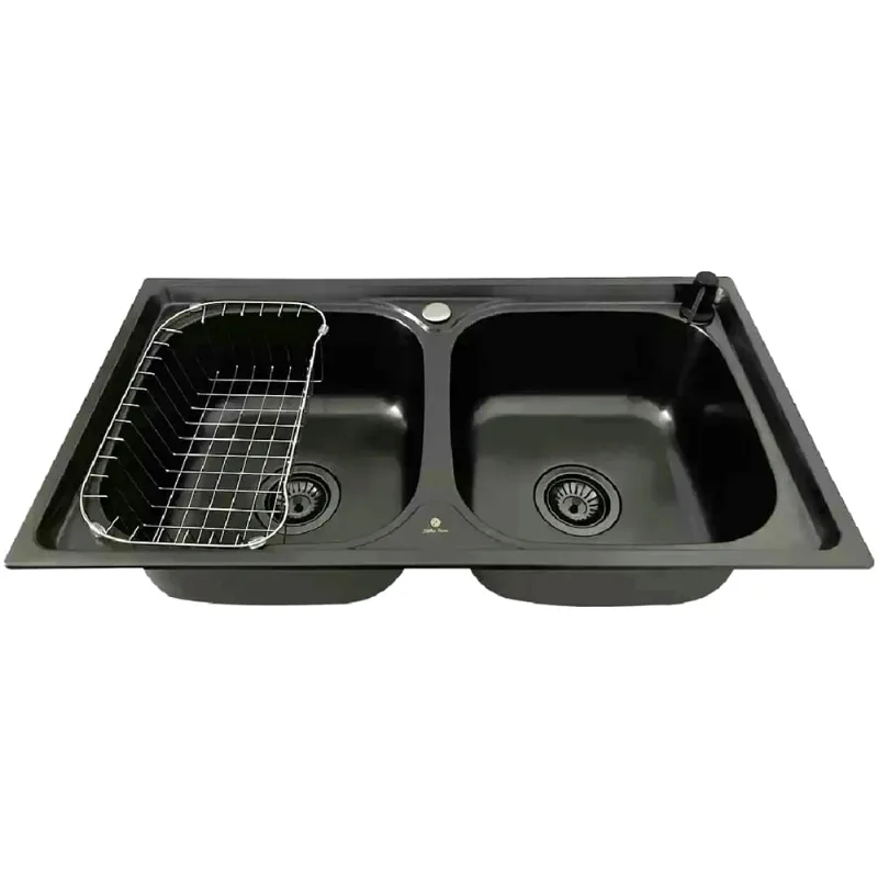 Cuba Dupla Aço Inox Preta 78x43cm Com Acessórios - Cub-002-b - Stillus Home Stillus Home