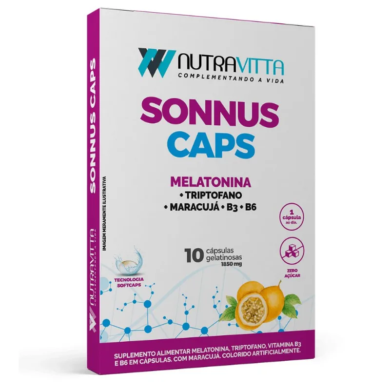 Nutravitta Sonnus Melatonina + Triopt + Vitaminas B3 e B6 + Maracujá 10 Cápsulas NUTRA VITTA SONNUS MELAT TRIOPT VIT B3 B