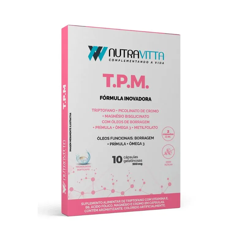 Nutravitta TPM Triptofano 600mg 10 Cápsulas NUTRA VITTA TPM TRIPTOFANO 12OVAL 600MG