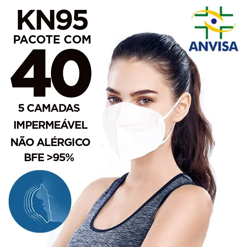 Máscara Kn95 Adulto Branca - 4 Pacotes Com 10 Unidades