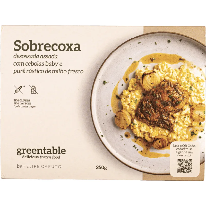 Sobrecoxa Com Cebola Baby E Purê Rústico De Milho 350g