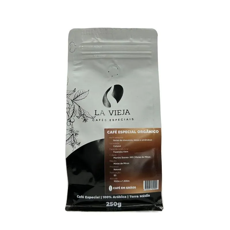 Café Especial Orgânico Em Grãos Torra Média 250g La Vieja