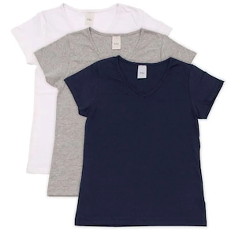 Conjunto Camiseta Baby Look Feminina FSJ Azul Marinho/Mescla/Branco - 3 Peças Marinho