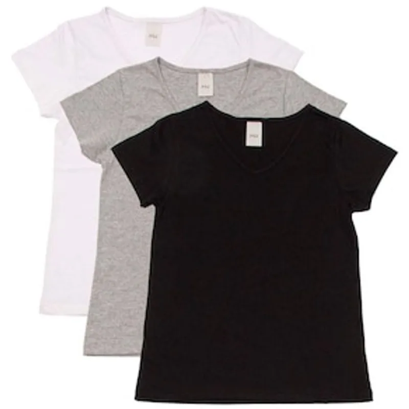 Conjunto Camiseta Baby Look Feminina FSJ Preto/Mescla/Branco - 3 Peças Preto