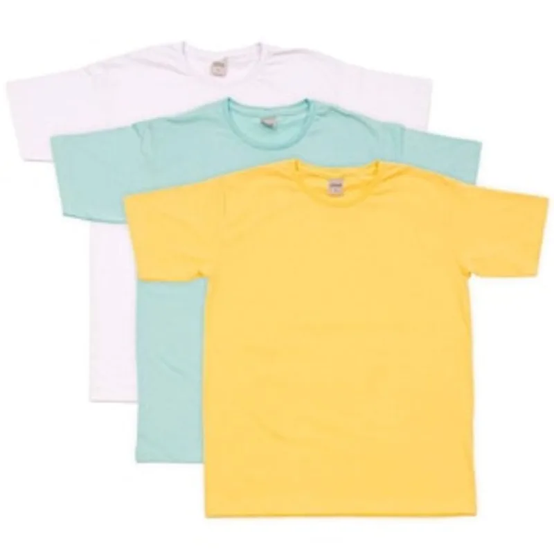 Conjunto Camiseta Masculina 2796 CDKA Malhas Amarelo/Branco/Azul Bebê - 3 Peças
