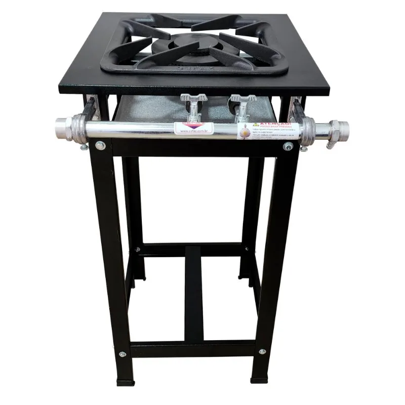 Fogão Industrial 1 Boca Dupla Cefaz Linha Diamond Baixa Pressão Grelha 30x30 P7 Cfzd-002
