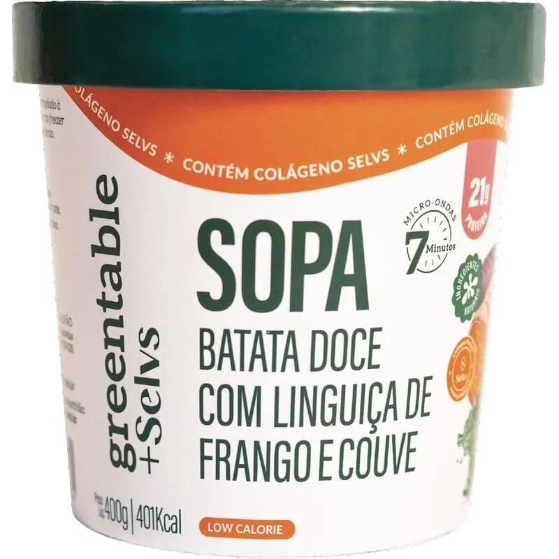 Sopa de Batata Doce com Linguiça e Couve Greentable 400g