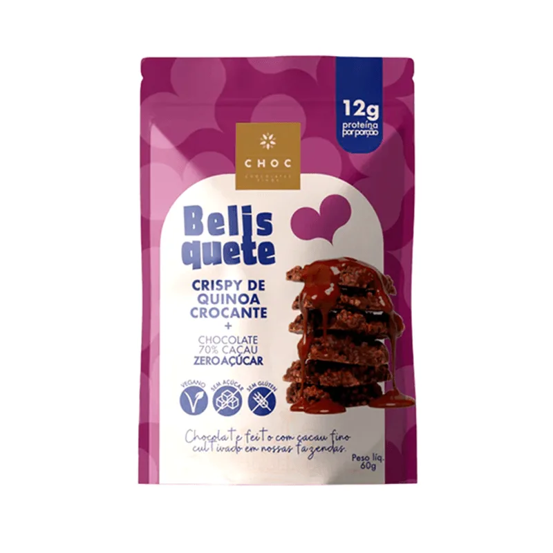 CHOCOLATE 70% ZERO ACUCAR COM CRISPY DE QUINOA COM CROCANTE CHOC 60G