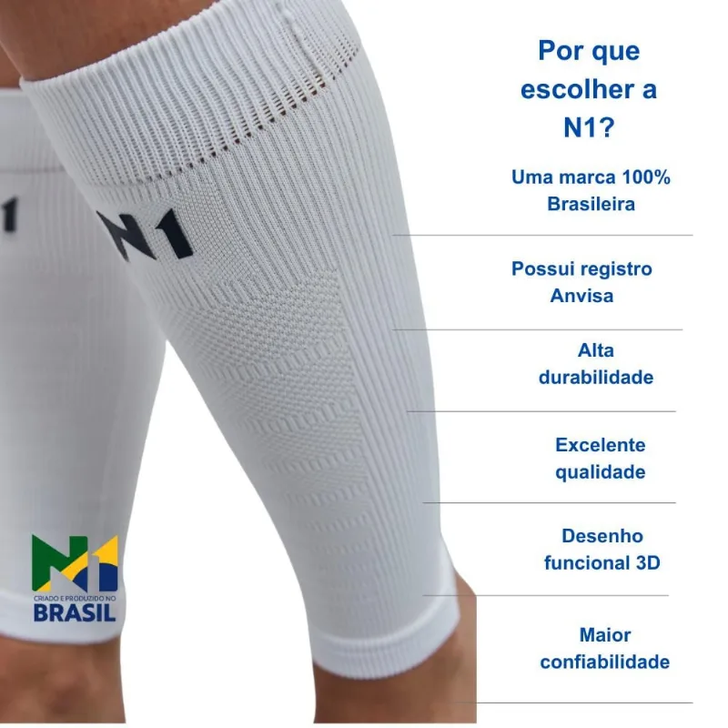 N1 Sport Protetor de Panturrilha Branca Spry Tamanho G KNIT