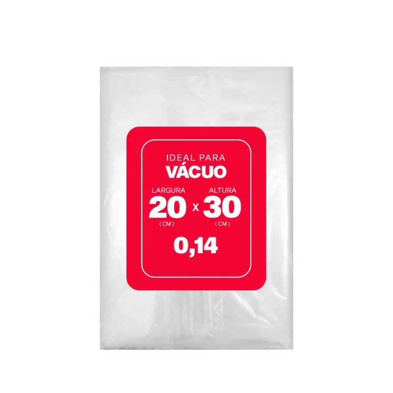 Saco Plástico para Vácuo 20cm x 30cm x 0,18 com 500 unidades