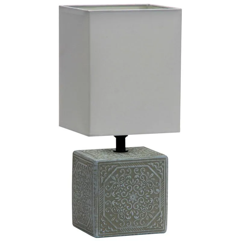 Abajur Domus Cerâmica e Tecido Branco 29cm