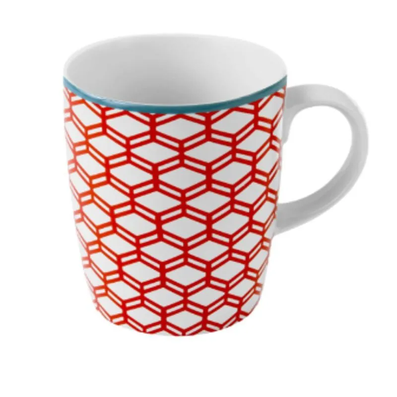 Caneca De Porcelana Geometrico Laranja 230ml Noah - Ndi