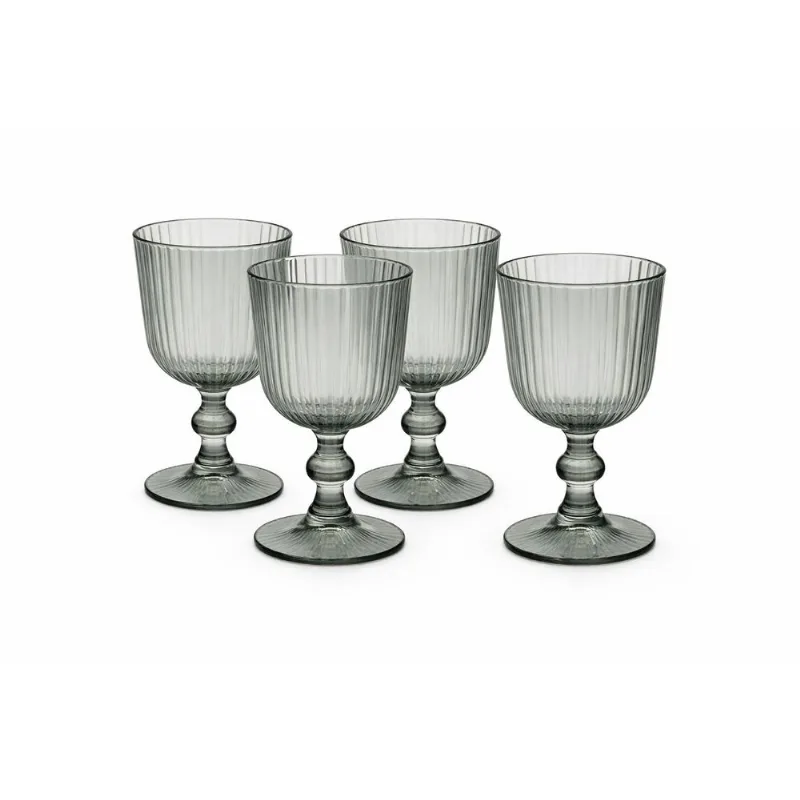 Set x 4 Copa Vaso con Pie Vidrio Labrado Color 365 ml Aston