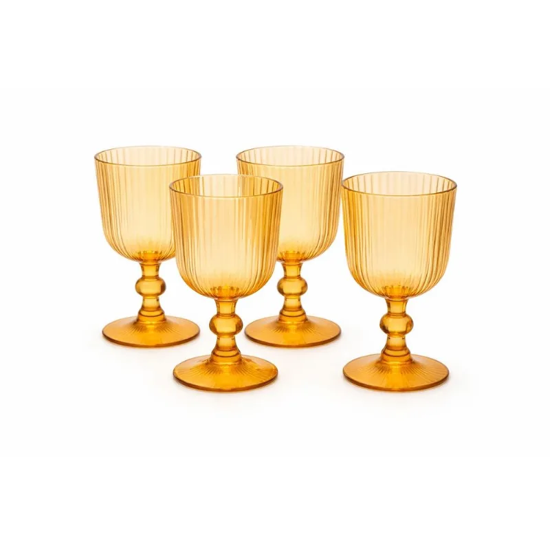 Set x 4 Copa Vaso con Pie Vidrio Labrado Color 365 ml Aston