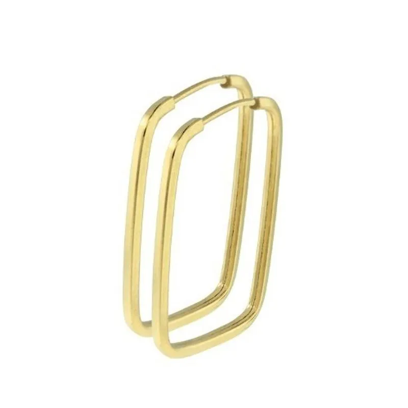 Brinco Argola Retangular 2.2cm Ouro 18k