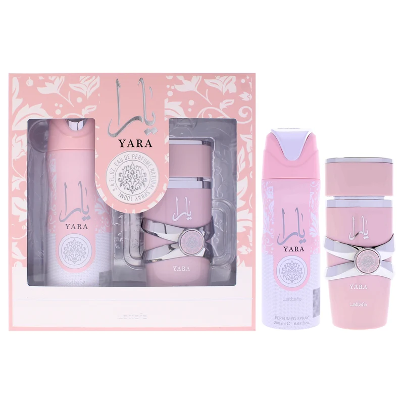 Lattafa Yara by Lattafa for Women - 2 Pc Gift Set 3.4oz EDP Spray, 6.7oz Deodorant Spray 2 Pc Gift Set