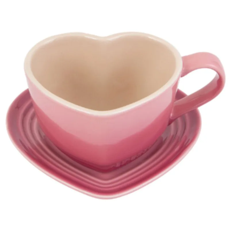 CANECA LE CREUSET FORMATO CORAÇÃO COM PIRES EM CERÂMICA Rose Quartz