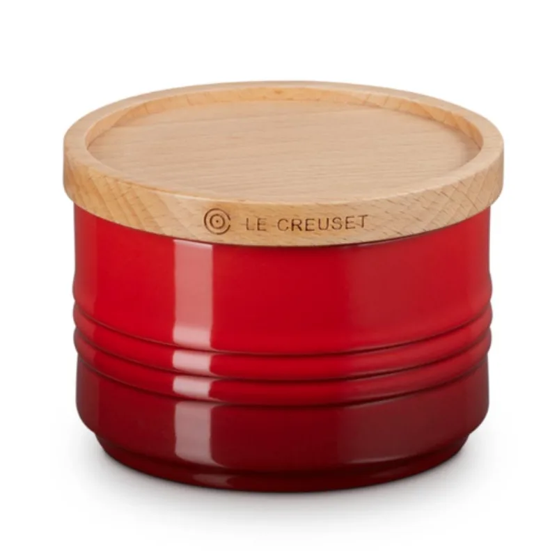 POTE LE CREUSET EM CERÂMICA COM TAMPA DE MADEIRA 220ML VERMELHO 91044400060000