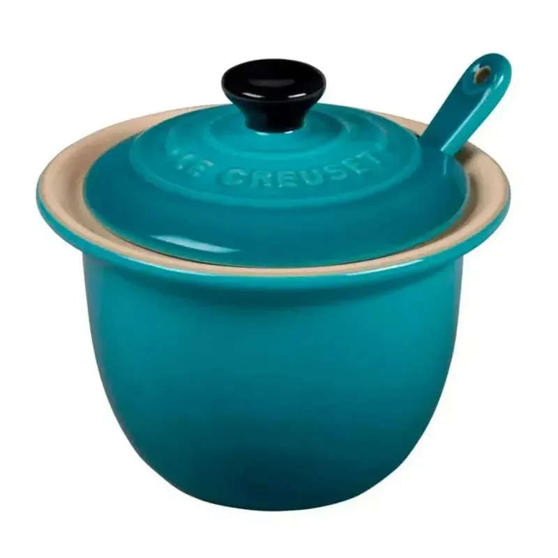 Pote P/ Condimento Indiano Le Creuset C/ Colher Azul Caribe - 02.19.1738170