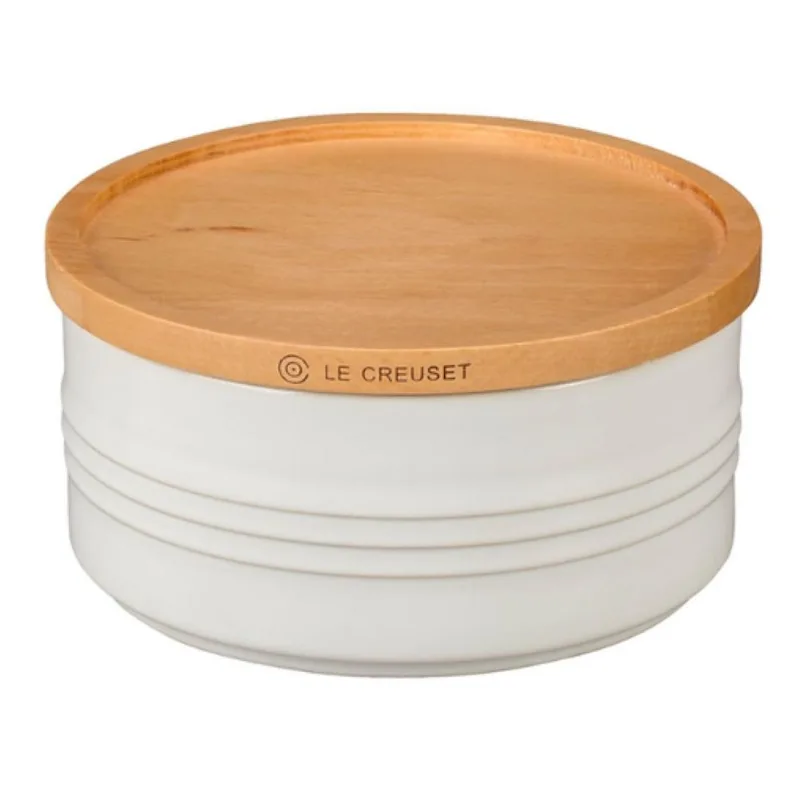 POTE LE CREUSET EM CERÂMICA COM TAMPA DE MADEIRA 420ML BRANCO 91044402010000