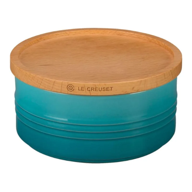 POTE LE CREUSET EM CERÂMICA COM TAMPA DE MADEIRA 420ML AZUL CARIBE 91044402490000