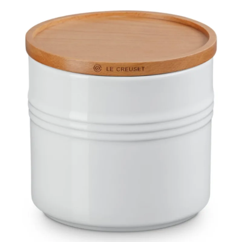 POTE LE CREUSET EM CERÂMICA COM TAMPA DE MADEIRA 1,1 LITROS BRANCO 91044403010000