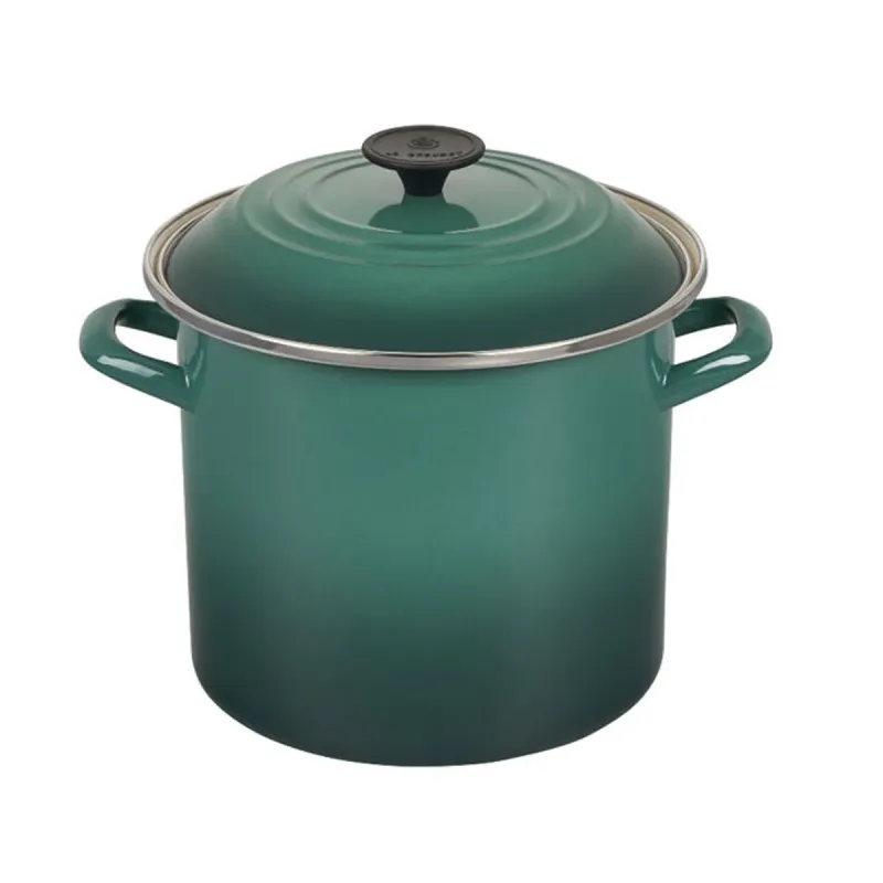 Kit le creuset stockpot em aço inox esmaltado 22CM 7,6L E 2 pratos fundos 22CM em cerâmica verde artichaut