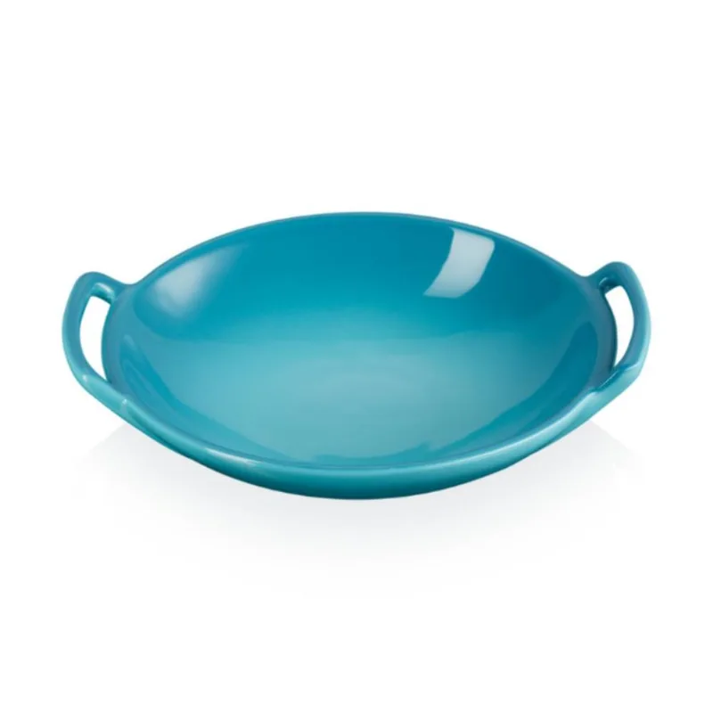 PRATO LE CREUSET REDONDO EM CERÂMICA 20CM WOK AZUL CARIBE 219170717020