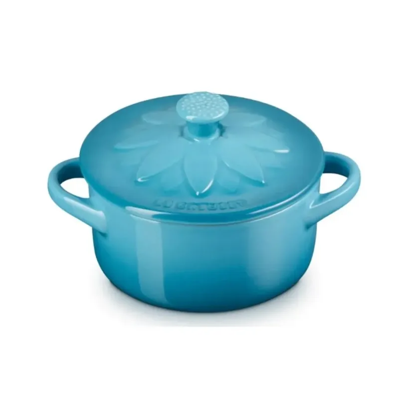 Mini Cocotte Le Creuset 250 ML/10 CM Clássico Sunflower Azul Caribe - 02.19.1550170
