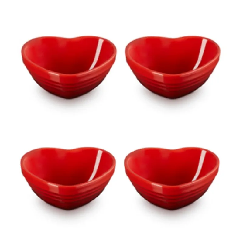 CONJUNTO 4 MINI BOWLS LE CREUSET CORAÇÃO EM CERÂMICA VERMELHO 89341900600008