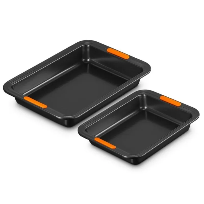 CONJUNTO 2 FORMA LE CREUSET 28/33CM RETANGULAR EM METAL BAKEWARE BLACK MATTE 46919000010003