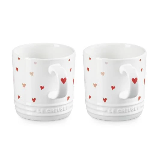 Le Creuset Stoneware Set of 2 Mugs White Heart Decal / 350ml