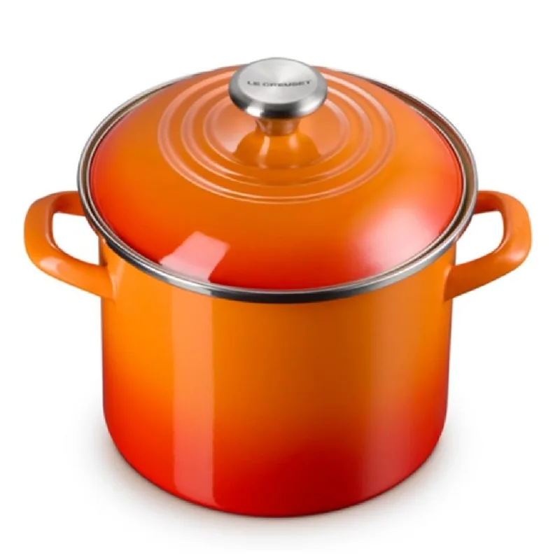 STOCKPOT LE CREUSET 5,7L 20CM EM AÇO ESMALTADO COM PUXADOR INOX LARANJA 56000060902203