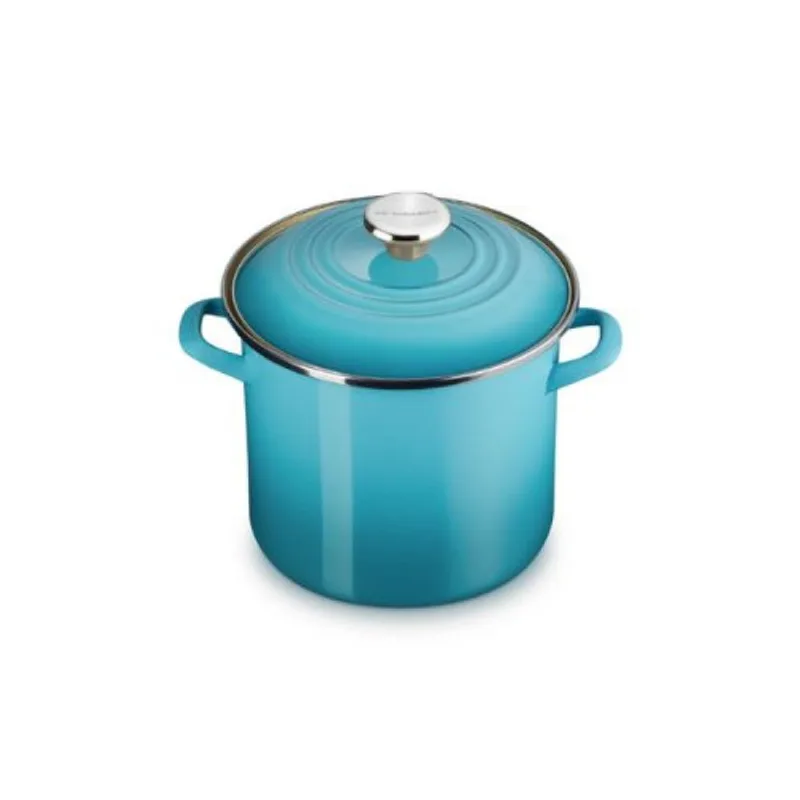 STOCKPOT LE CREUSET EM AÇO ESMALTADO COM PEGADOR EM AÇO INOX 7,6L 22CM AZUL CARIBE 56000081702203