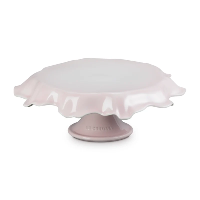 Suporte para Bolo Cerâmica Ruffle Shell Pink 28cm Le Creuset