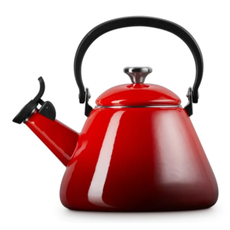 CHALEIRA KONE LE CREUSET 1,6L COM APITO E PUXADOR INOX EM AÇO ESMALTADO VERMELHO 40101010600900