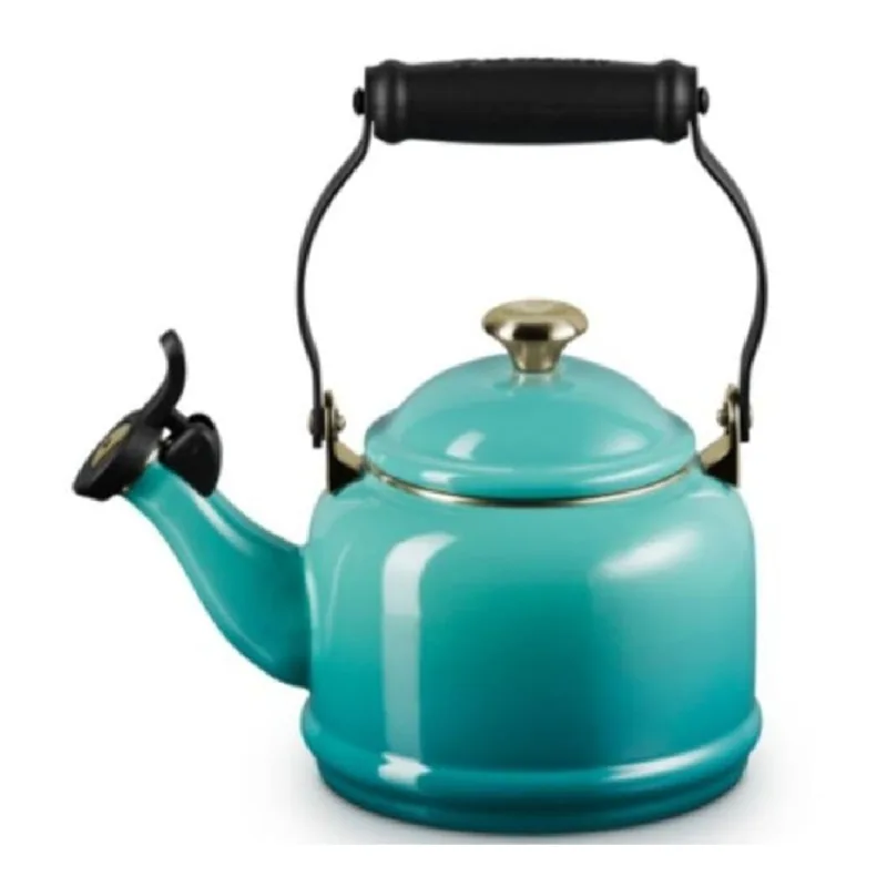 CHALEIRA DEMI LE CREUSET 1,1L COM PUXADOR DOURADO BLEU RIVIERA 40103010991000