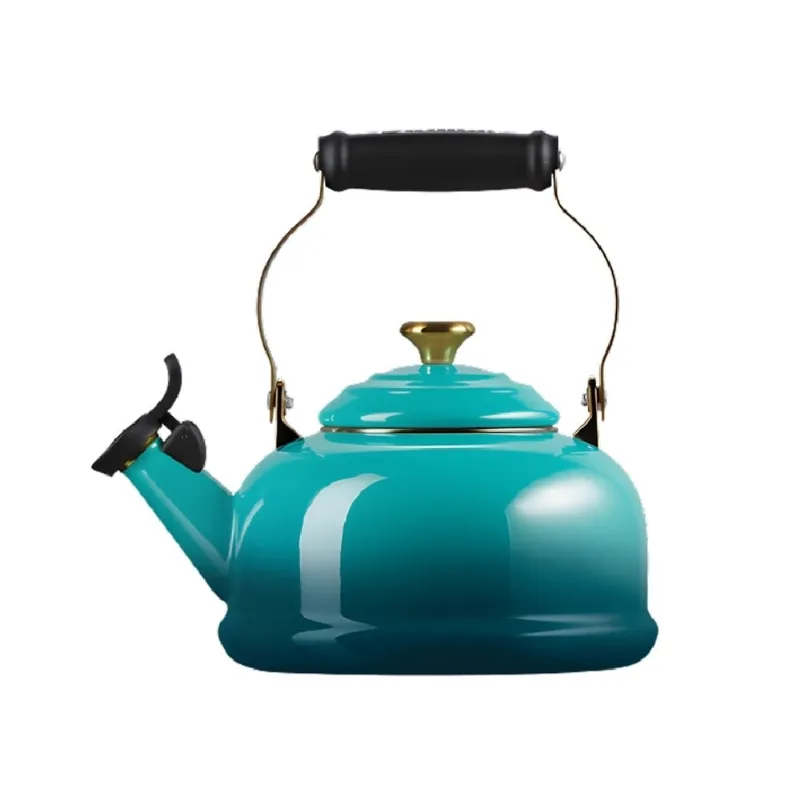 CHALEIRA LE CREUSET CLASSIC 1,6L COM APITO E PUXADOR DOURADO BLEU RIVIERA 40104010991000