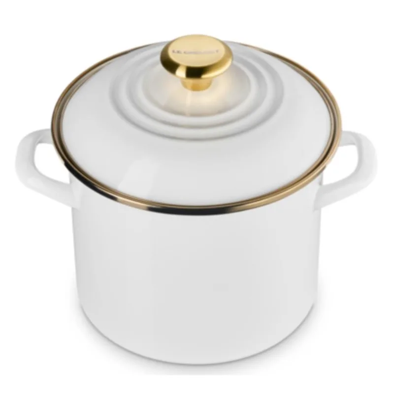 STOCKPOT LE CREUSET 5,7L 20CM PUXADOR DOURADO EM AÇO ESMALTADO BRANCO 56000060102303