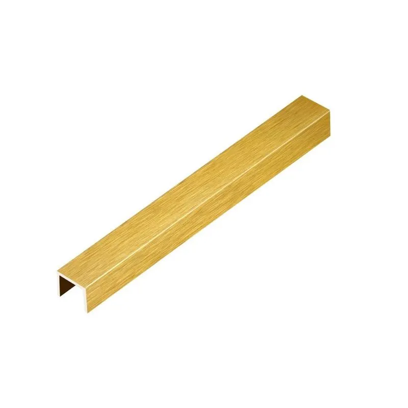 Perfil De Alumínio Para Acabamento 10mm X 1,0cm Luxor Golden Matte Escovado Viscardi Dour. Fosco Escovado