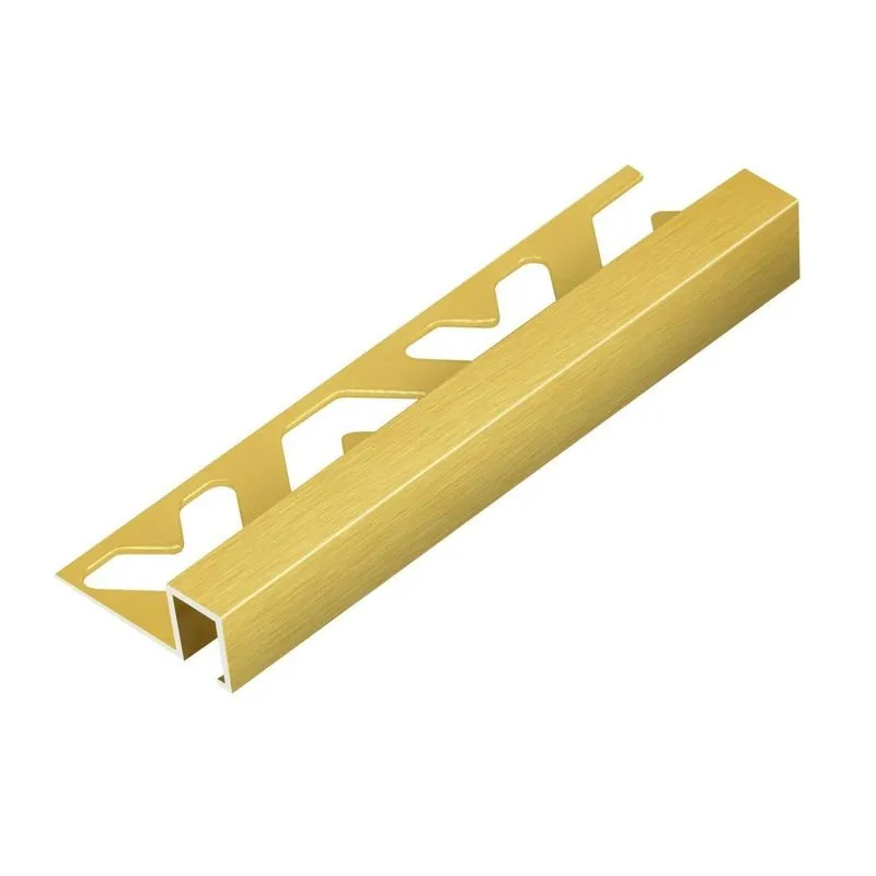 Perfil De Alumínio Para Acabamento 10mm X 1,2cm Firenze Golden Matte Escovado Viscardi - Caixa Com 5 Unidade - Dour. Fosco Escovado