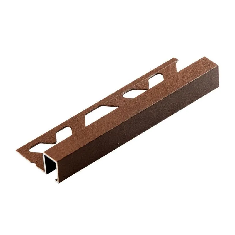Perfil De Alumínio Para Acabamento 10mm X 1,2cm Firenze Marrom Corten Viscardi Marrom Fosco Textur.