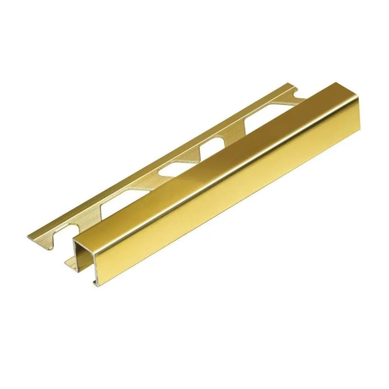 Perfil De Alumínio Para Acabamento 10mm X 1,2cm Firenze Golden Viscardi - Caixa Com 5 Unidade - Dourado Brilho