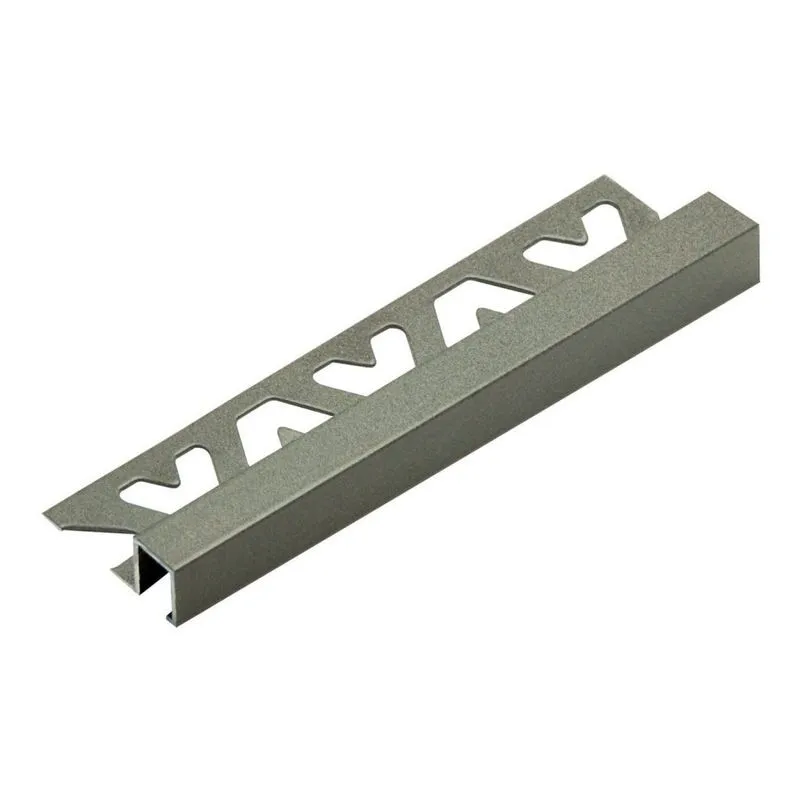 Perfil De Alumínio Para Acabamento 10mm X 1,2cm Firenze Pedra Gray Viscardi Cinza Pigmen. Brilho