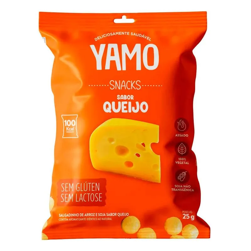 Salgadinho Snacks Yamo de Arroz e Soja Sabor Queijo Sem Glúten 25g