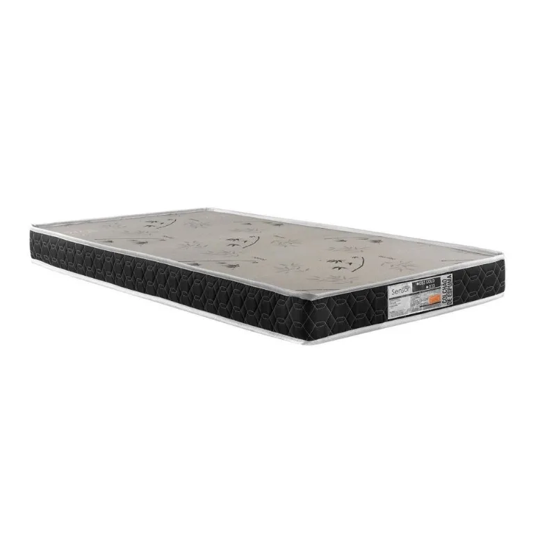 Colchão Solteiro Anti Alérgico D33 Liso Sleep 78x12cm Cinza/Preto Cinza / Preto