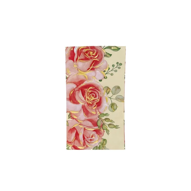 Guardanapo Retangular Pink Flower Fetély 20 cm 10 Unidades